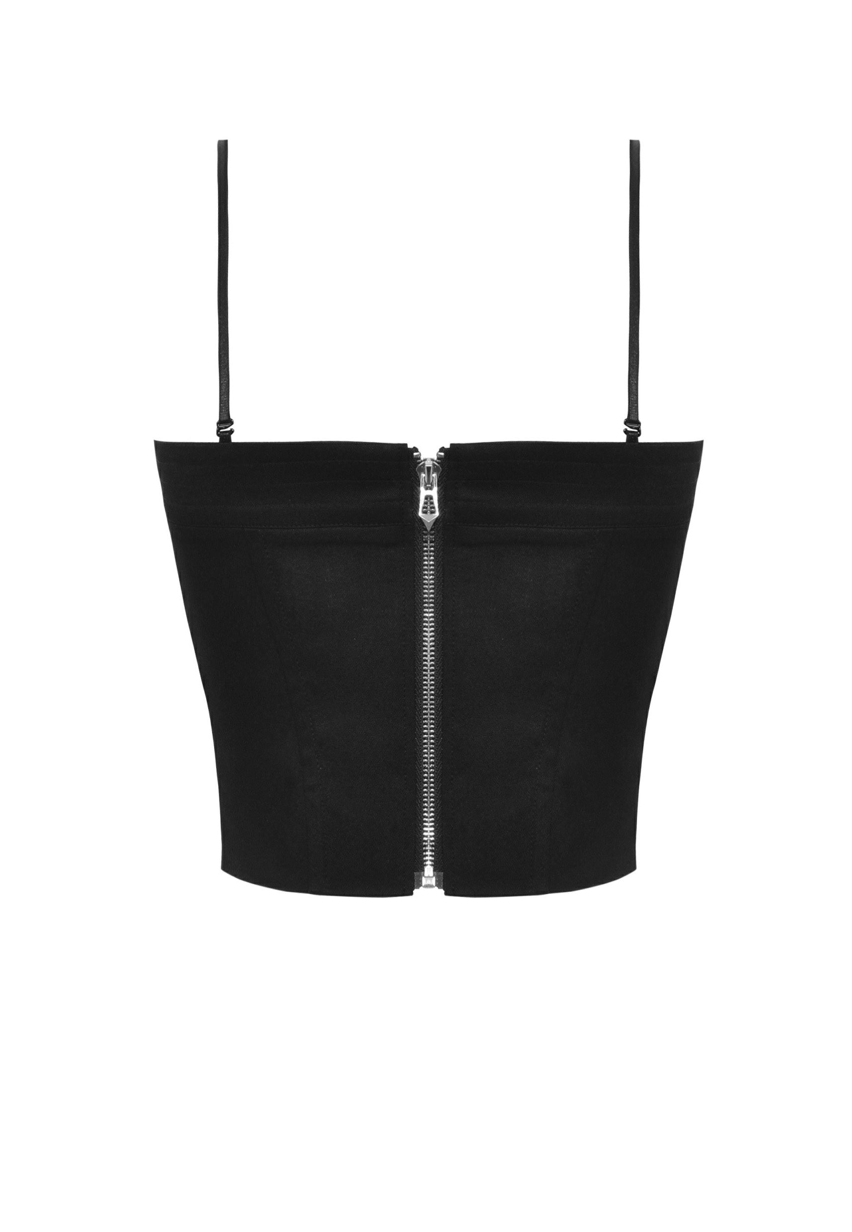 Dark In Love - Punk Metal Crop Corset Black - Top | Women-Image