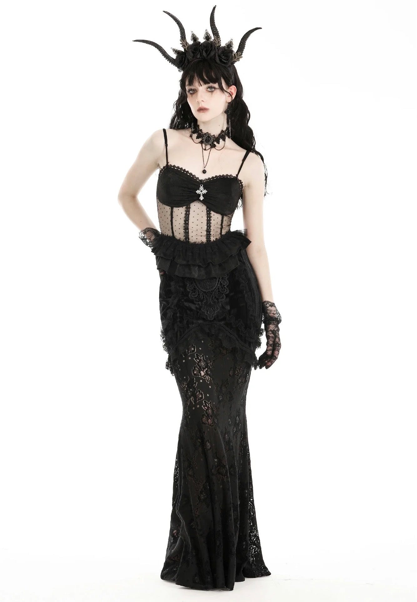 Dark In Love - Gothic Lace See Through Black - Top | Women-Image