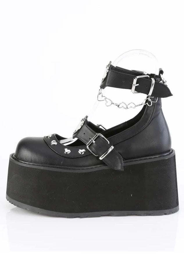 DemoniaCult - 4 1/2 Platform Dual Strap Black - Girl Shoes | Women-Image