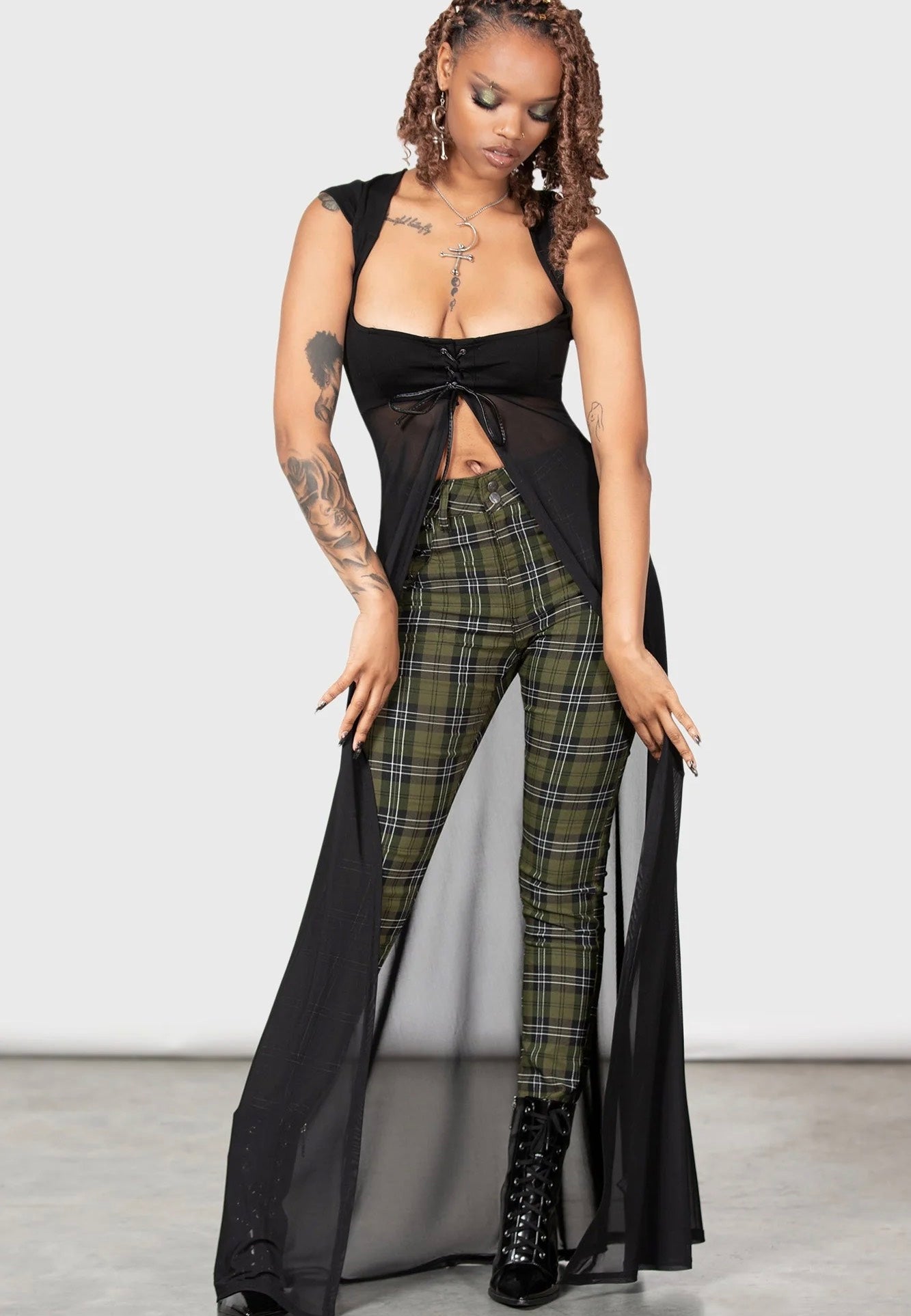 Killstar - Dark Canopy Green - Pants | Women-Image