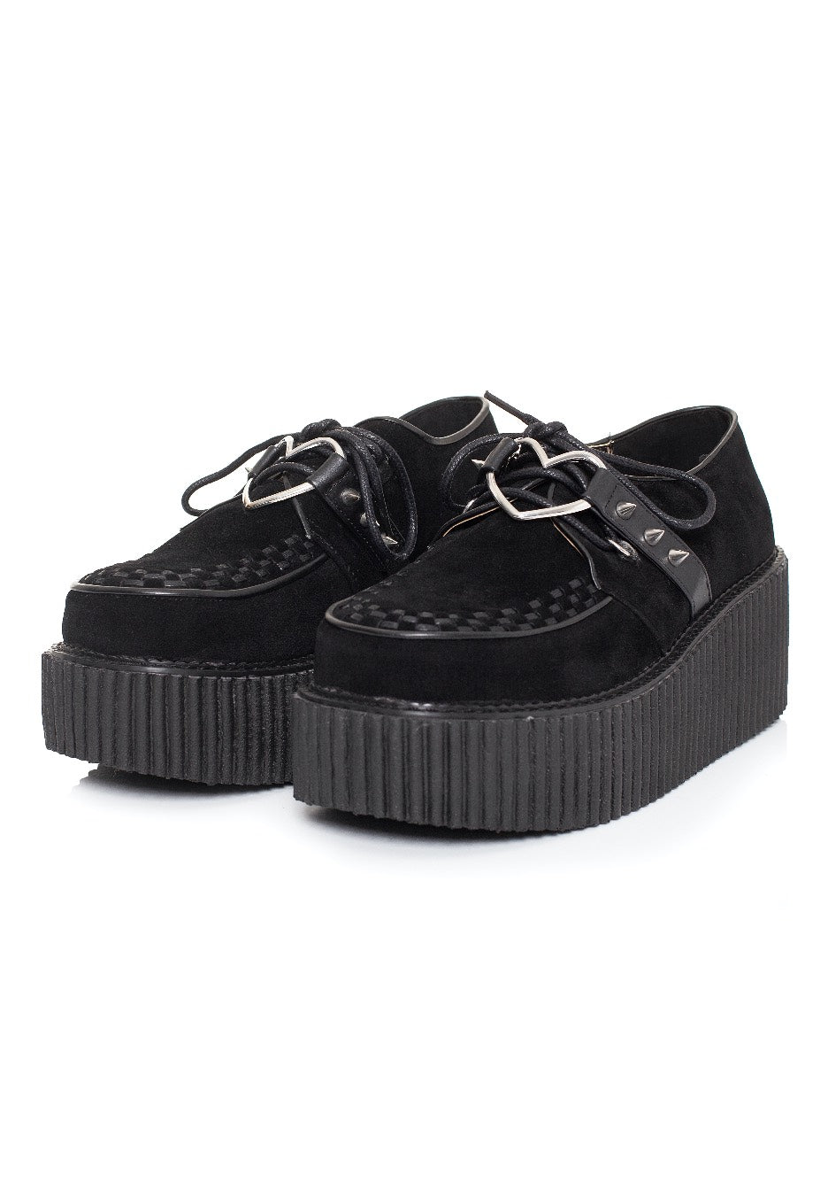 DemoniaCult - 3" PF Creeper w/ Heart O-Ring & Spikes Detail - Girl Shoes | Women-Image