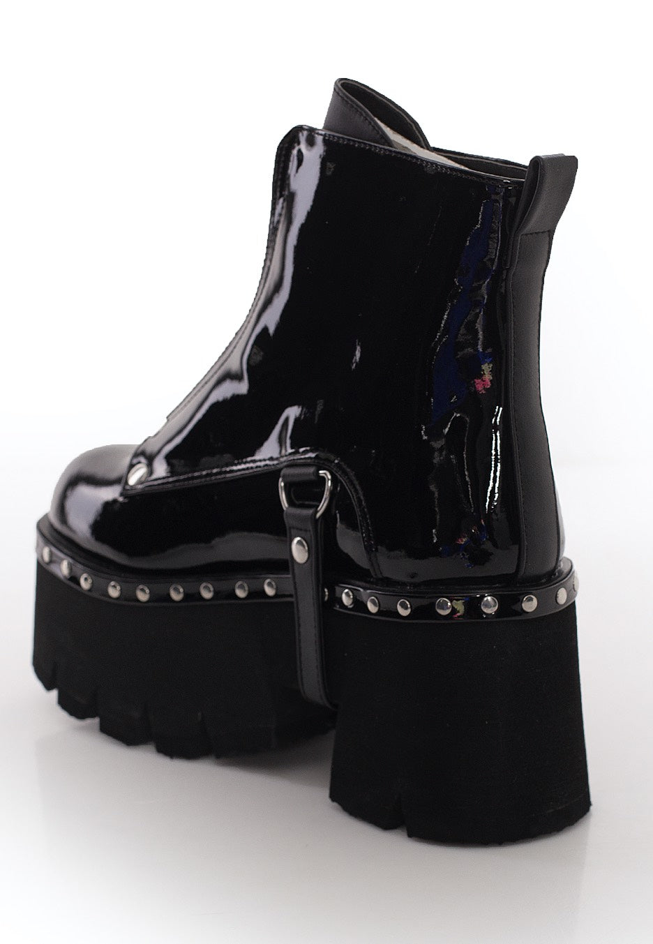 DemoniaCult - Ashes 100 Metal Front Zip Patent Vegan Leather - Girl Sh