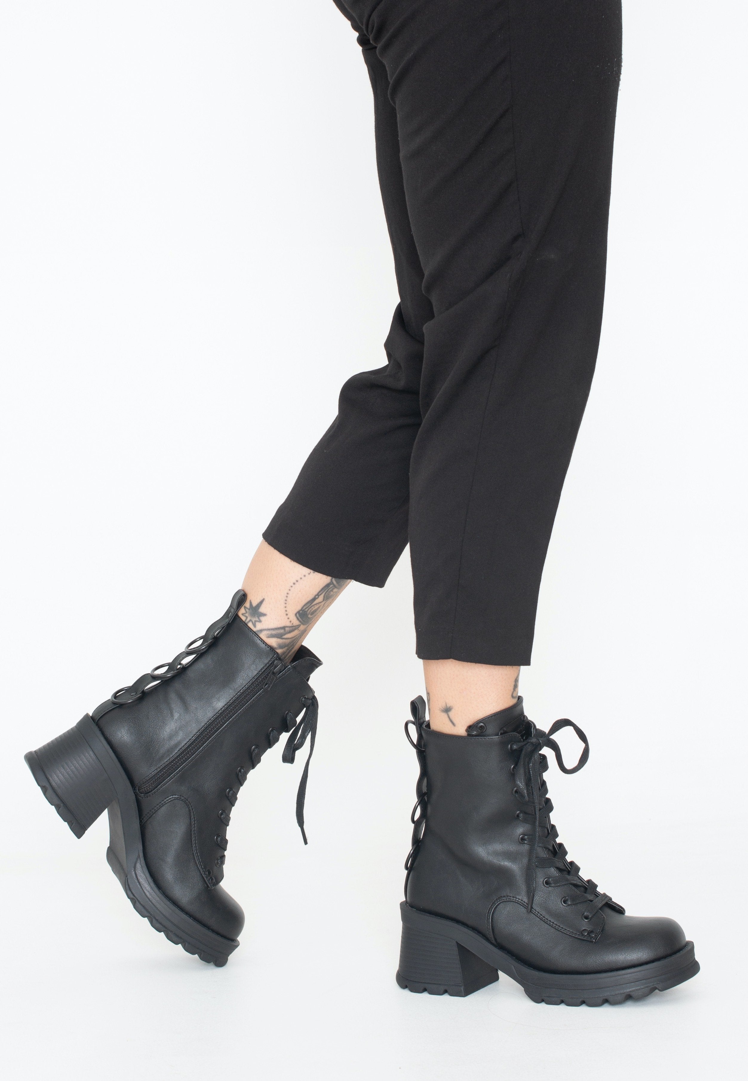 DemoniaCult - Bratty 50 Black Vegan Leather - Girl Shoes | Women-Image