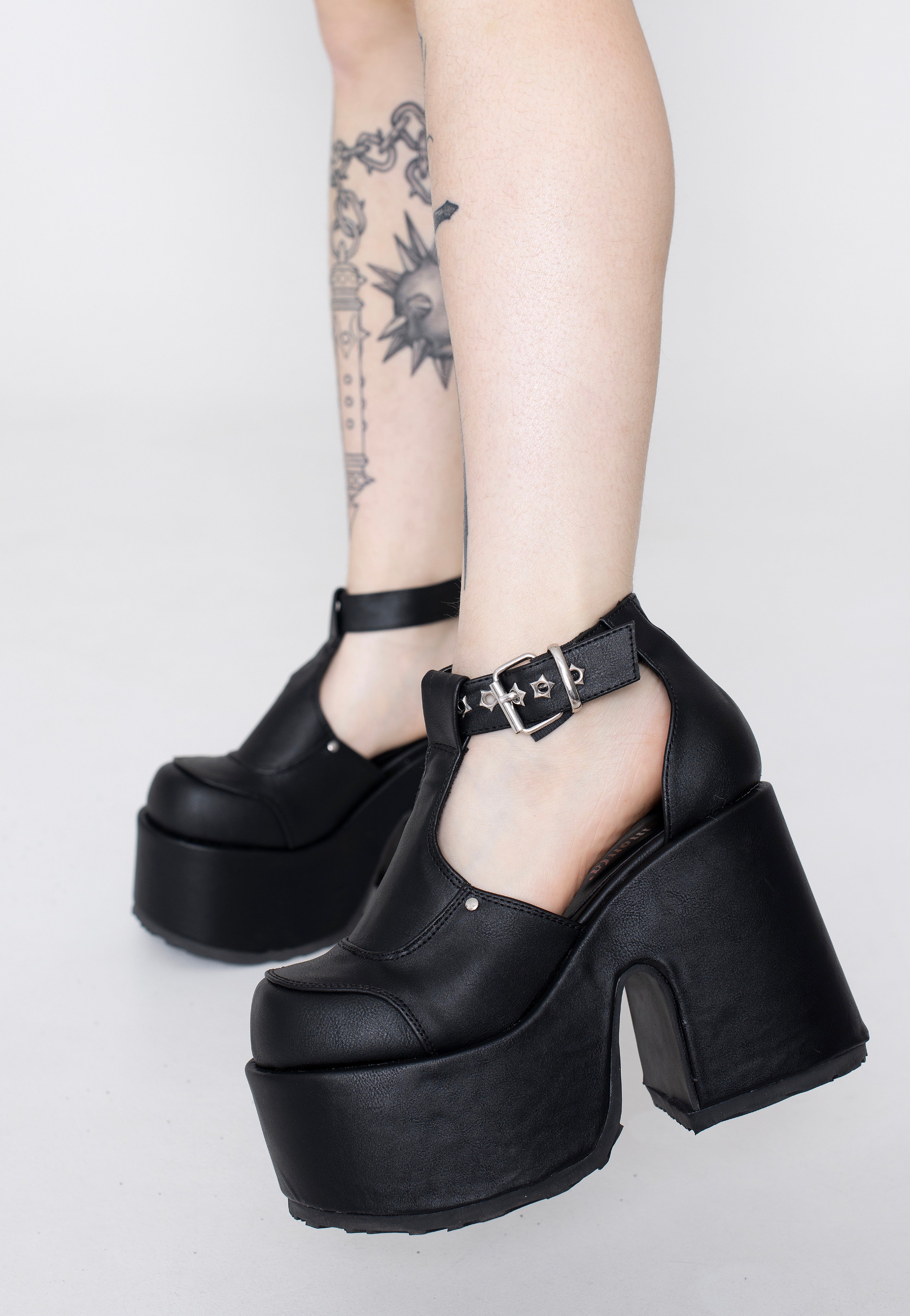 DemoniaCult - Camel 103 Black Vegan Leather - Heels | Women-Image