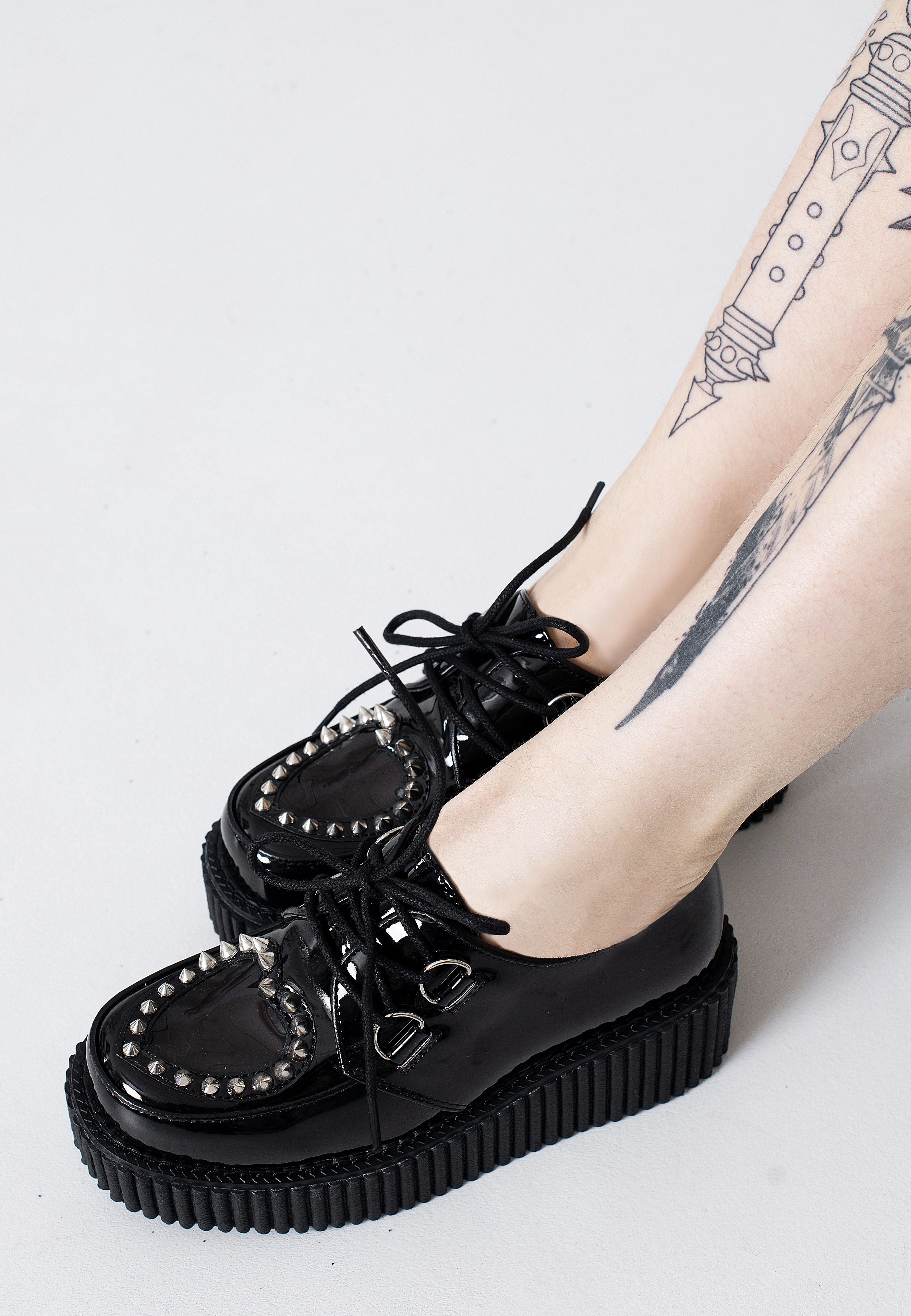 DemoniaCult - Creeper 108 Pointed Studs Black - Girl Shoes | Women-Image