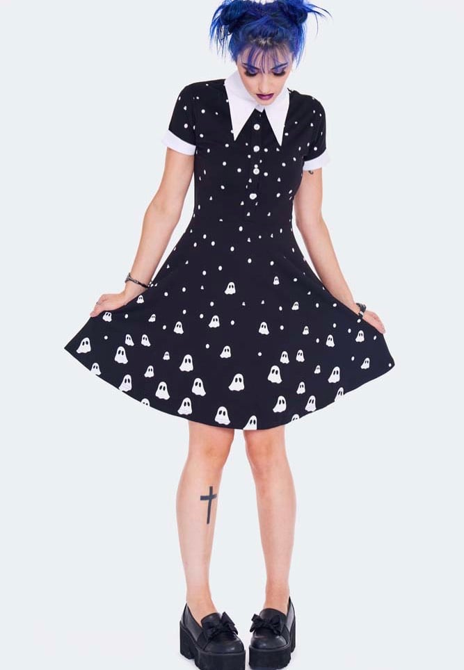 Jawbreaker - Ghost Print Wednesday Black - Dress | Women-Image