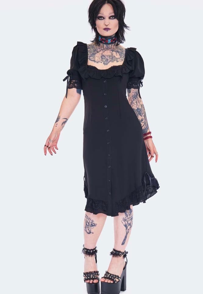 Jawbreaker - Lace Neck Black - Dress | Women-Image