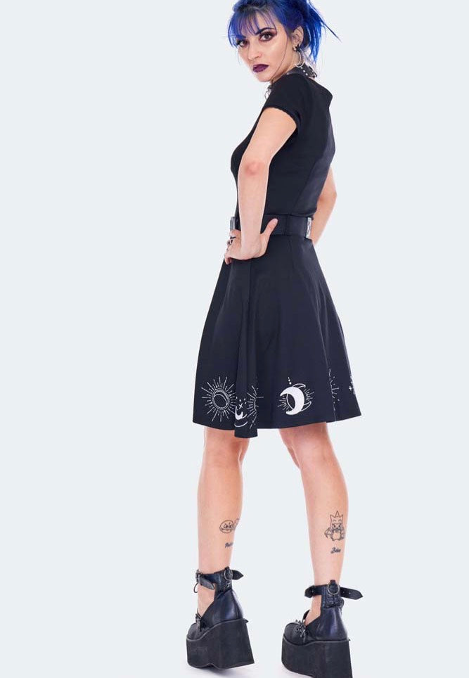 Jawbreaker - Moon Embroidered Flare Black - Dress | Women-Image