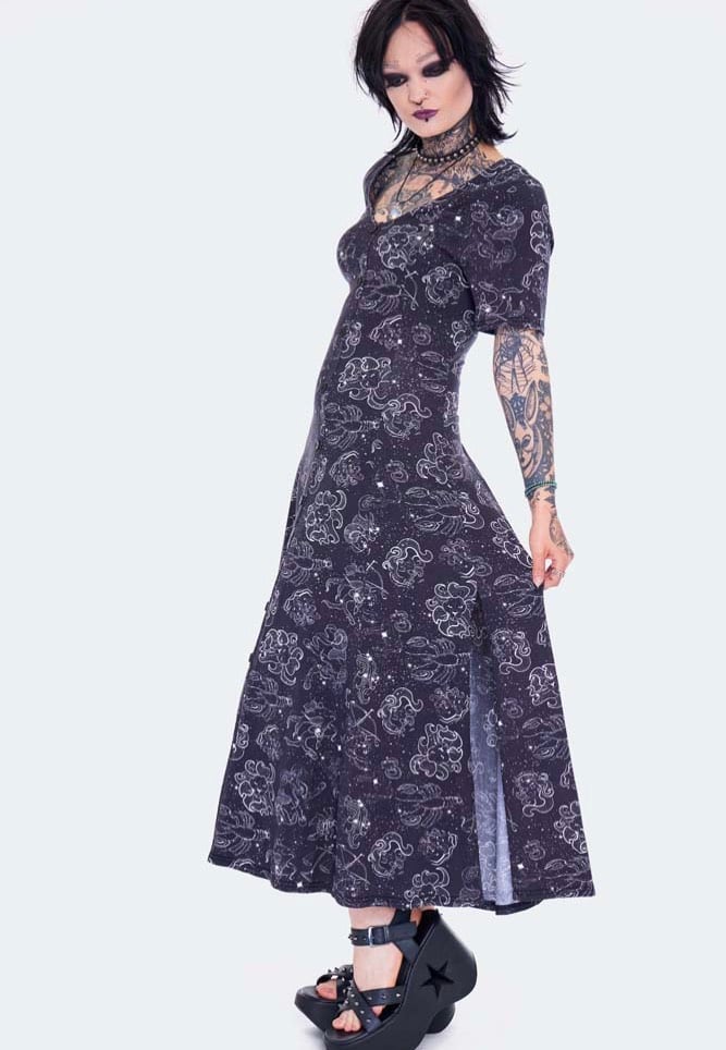 Jawbreaker - Zodiac Constellation Midi Black - Dress | Women-Image