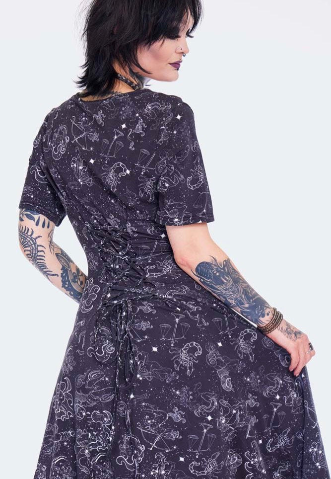 Jawbreaker - Zodiac Constellation Midi Black - Dress | Women-Image