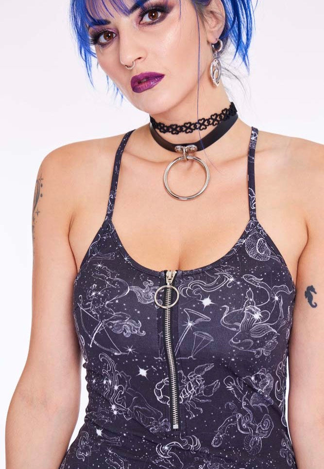 Jawbreaker - Mini Cami Zodiac Constellation Printed Black - Dress | Women-Image