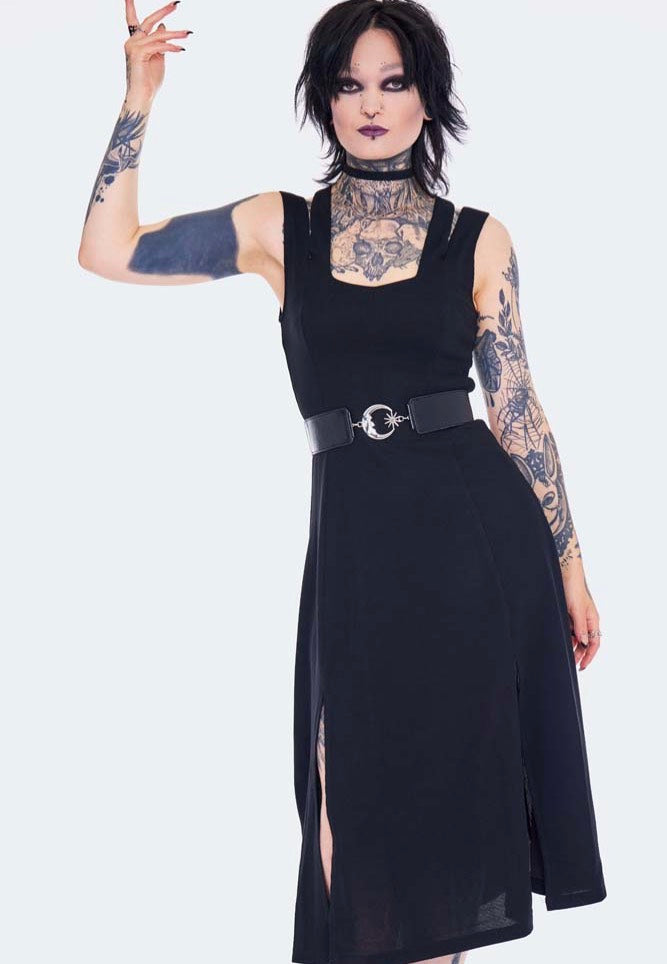 Jawbreaker - Slashed Shoulder Black - Dress | Women-Image