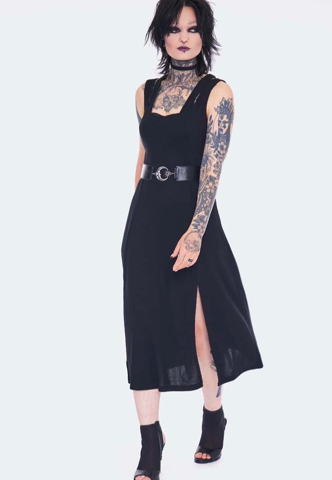 Jawbreaker - Slashed Shoulder Black - Dress | Women-Image