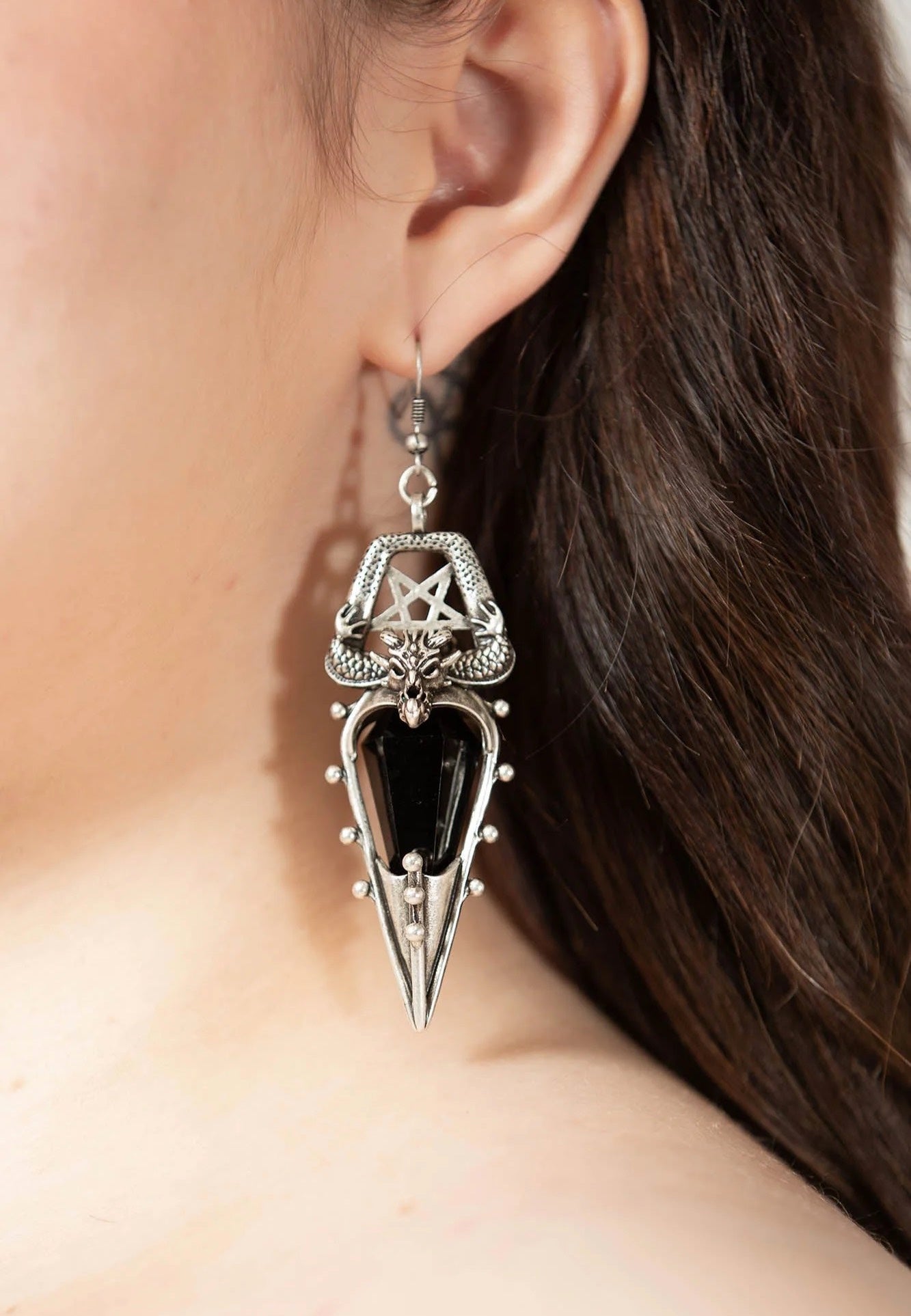 Killstar - Drogonight Silver - Earrings | Neutral-Image