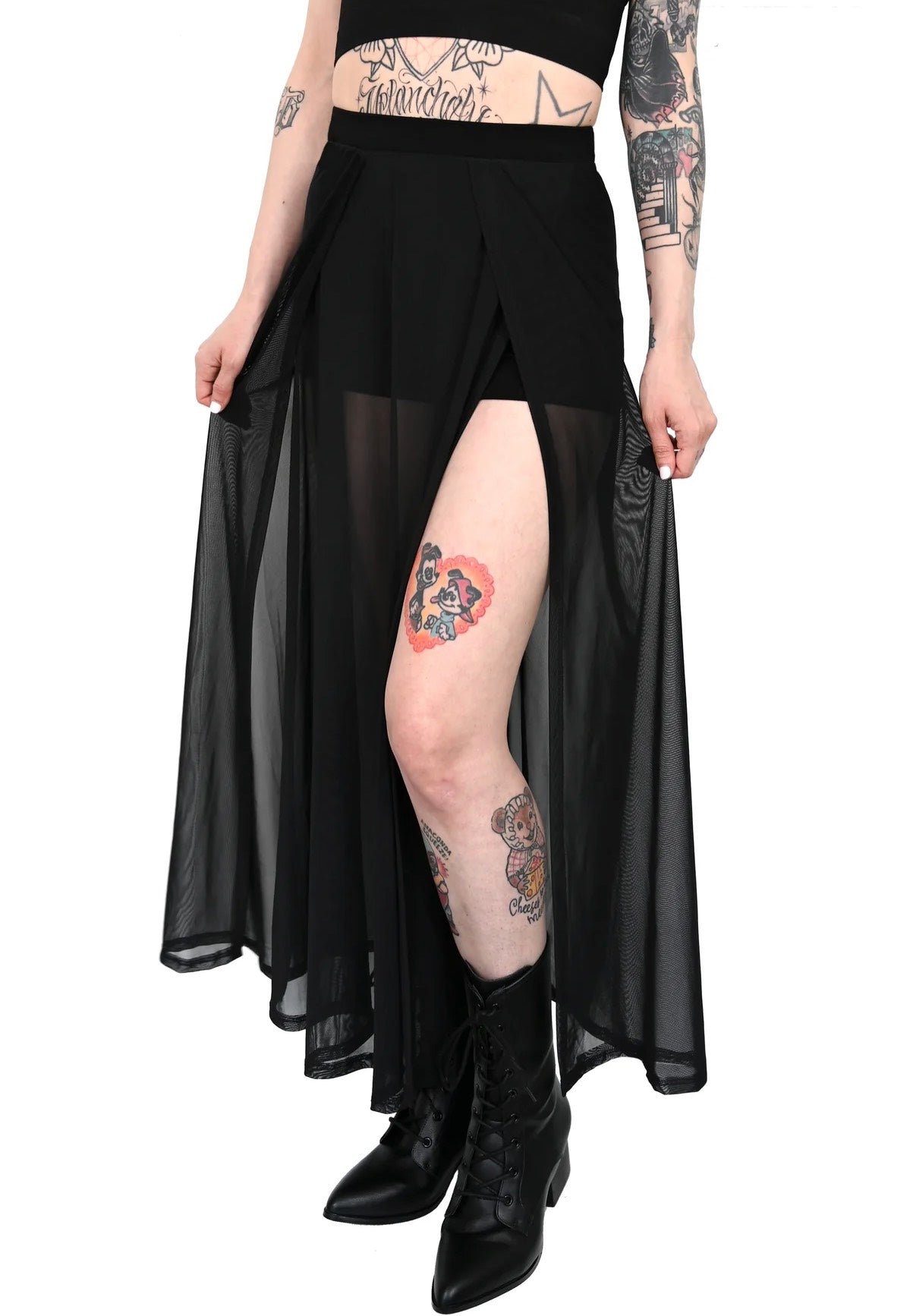 Foxblood - Mesh Darla Maxi With Built In Shorts Black - Skirt | Women-Image