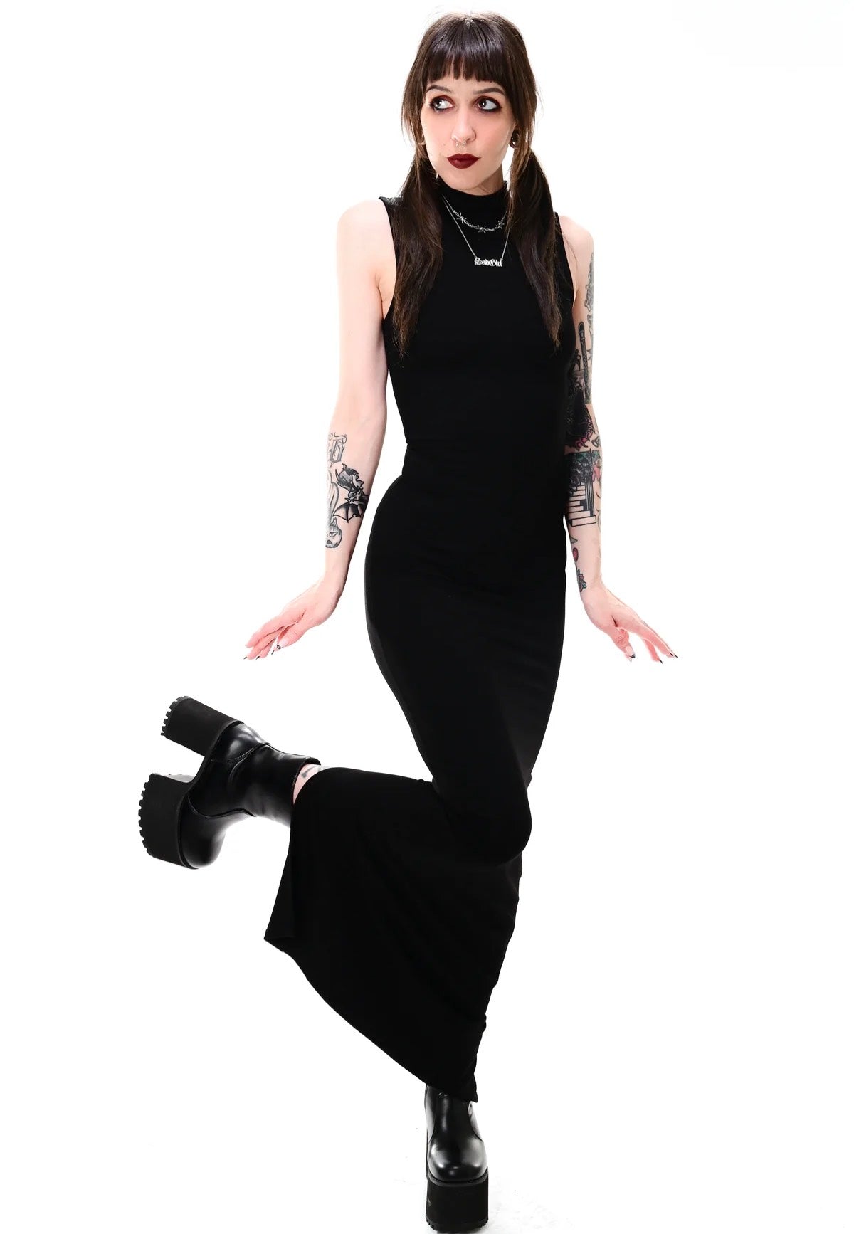 Foxblood - Claire High Neck Maxi Black - Dress | Women-Image