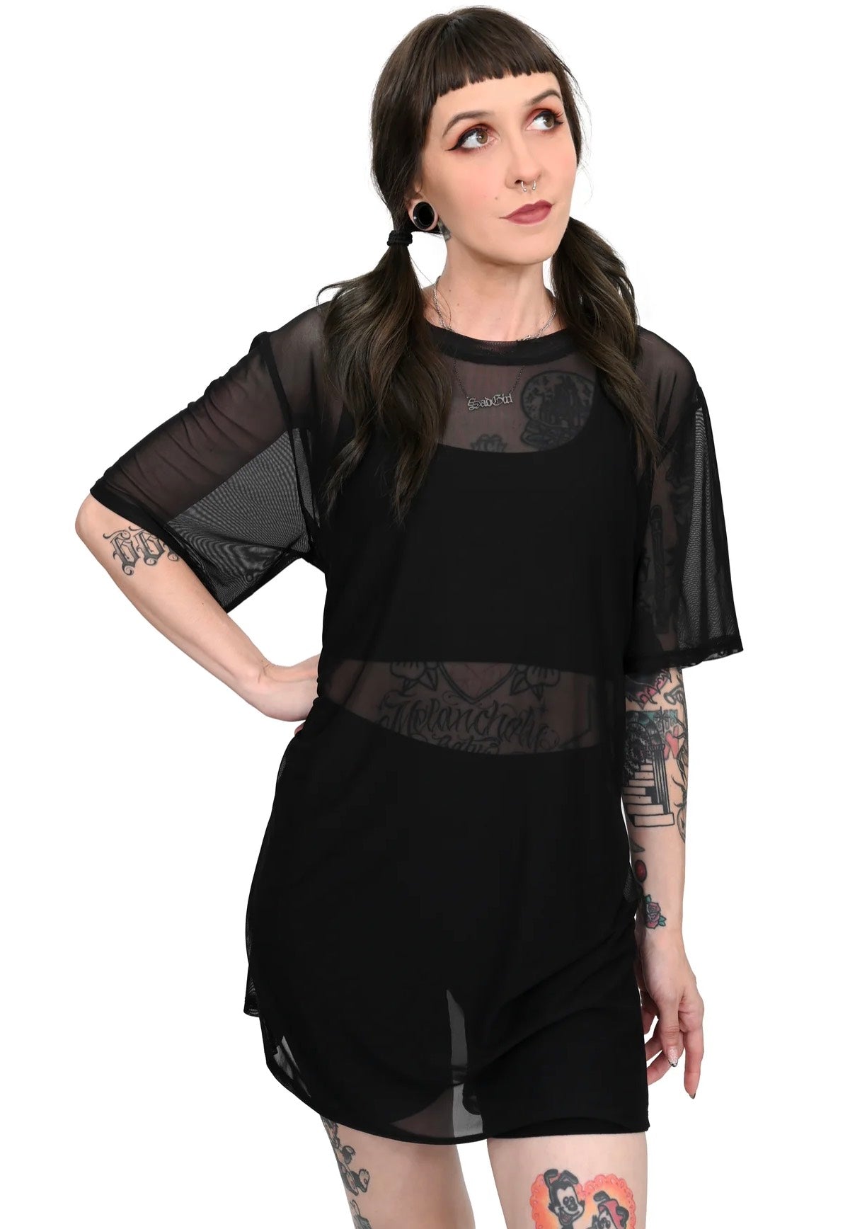 Foxblood - Oversized Mesh Black - Top | Women-Image