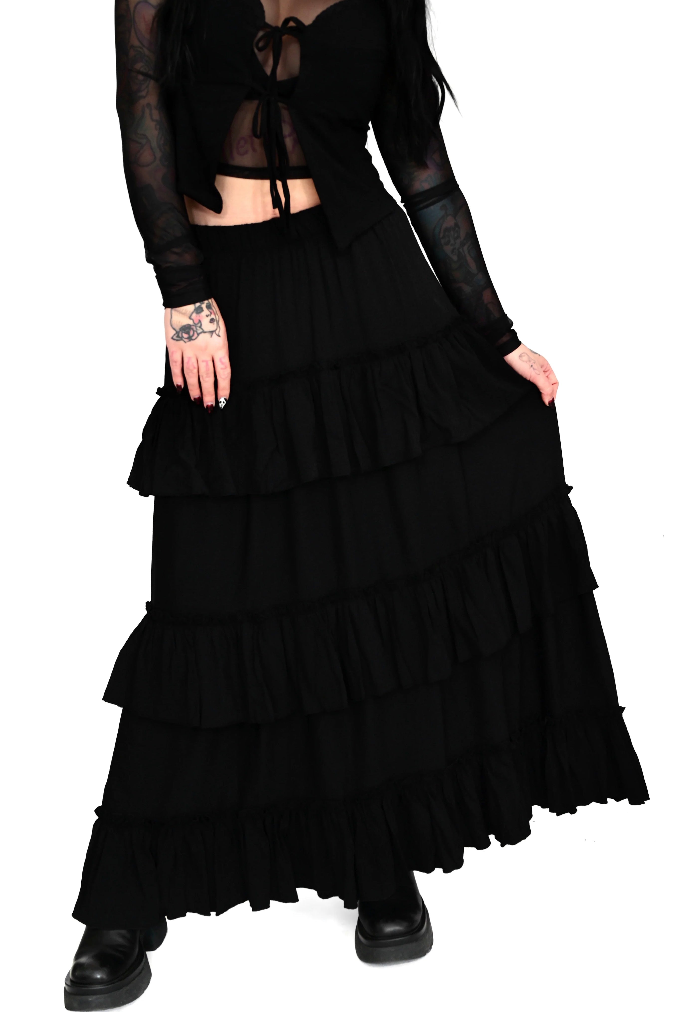 Foxblood - Leah Ruffle Black - Skirt | Women-Image