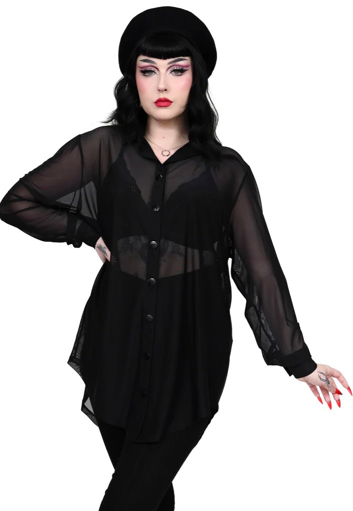 Foxblood - Mesh Memphis Oversized Black - Blouse | Women-Image