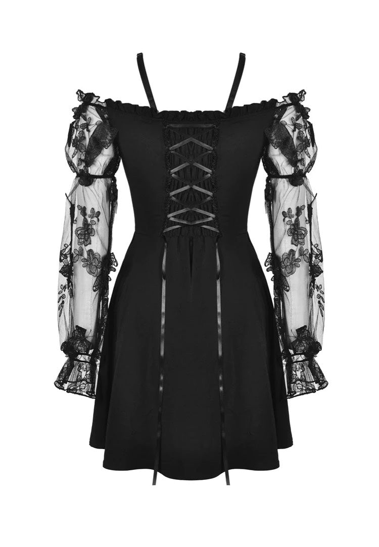 Dark In Love - Gothic Sexy Off-Shoulder Lacey Sleeves - Dress | Women-Image