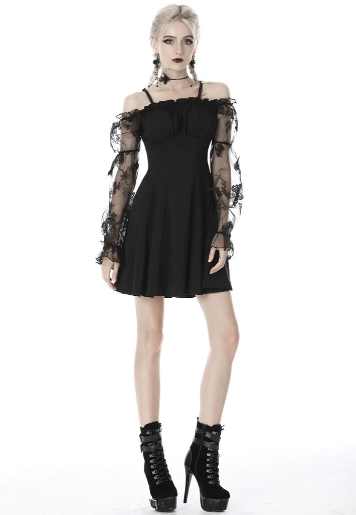 Dark In Love - Gothic Sexy Off-Shoulder Lacey Sleeves - Dress | Women-Image