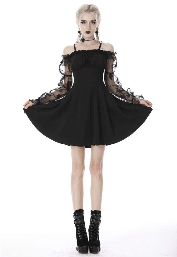 Dark In Love - Gothic Sexy Off-Shoulder Lacey Sleeves - Dress | Women-Image