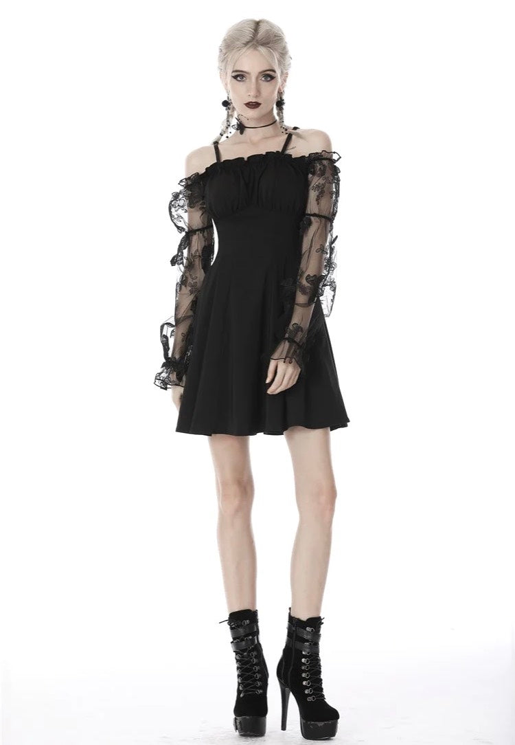 Dark In Love - Gothic Sexy Off-Shoulder Lacey Sleeves - Dress | Women-Image