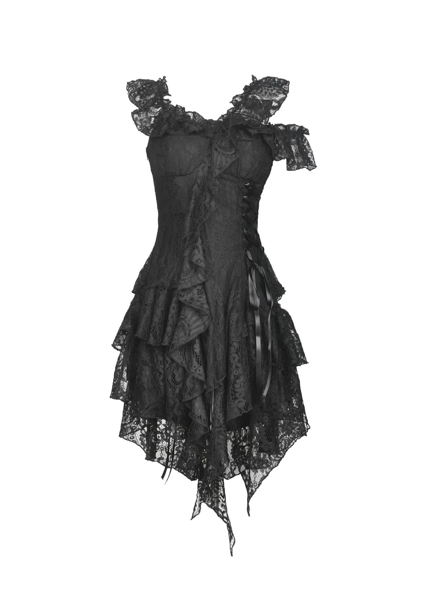 Dark in Love - Gothic Ghost Irreqular Frilly - Dress | Women-Image