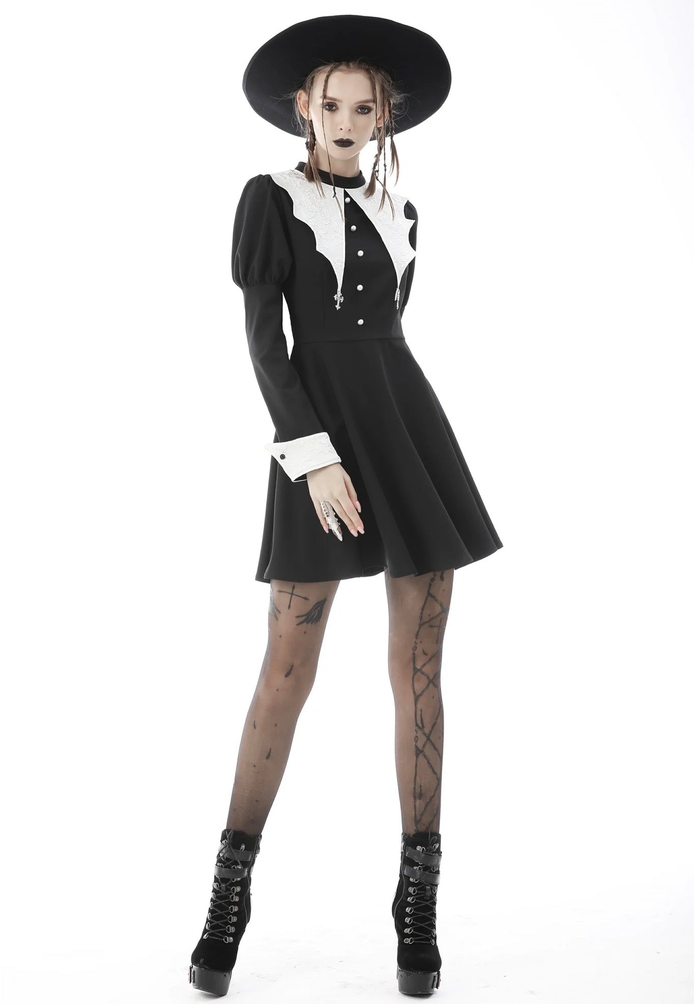 Dark In Love - Bat Entanglement Black White - Dress | Women-Image