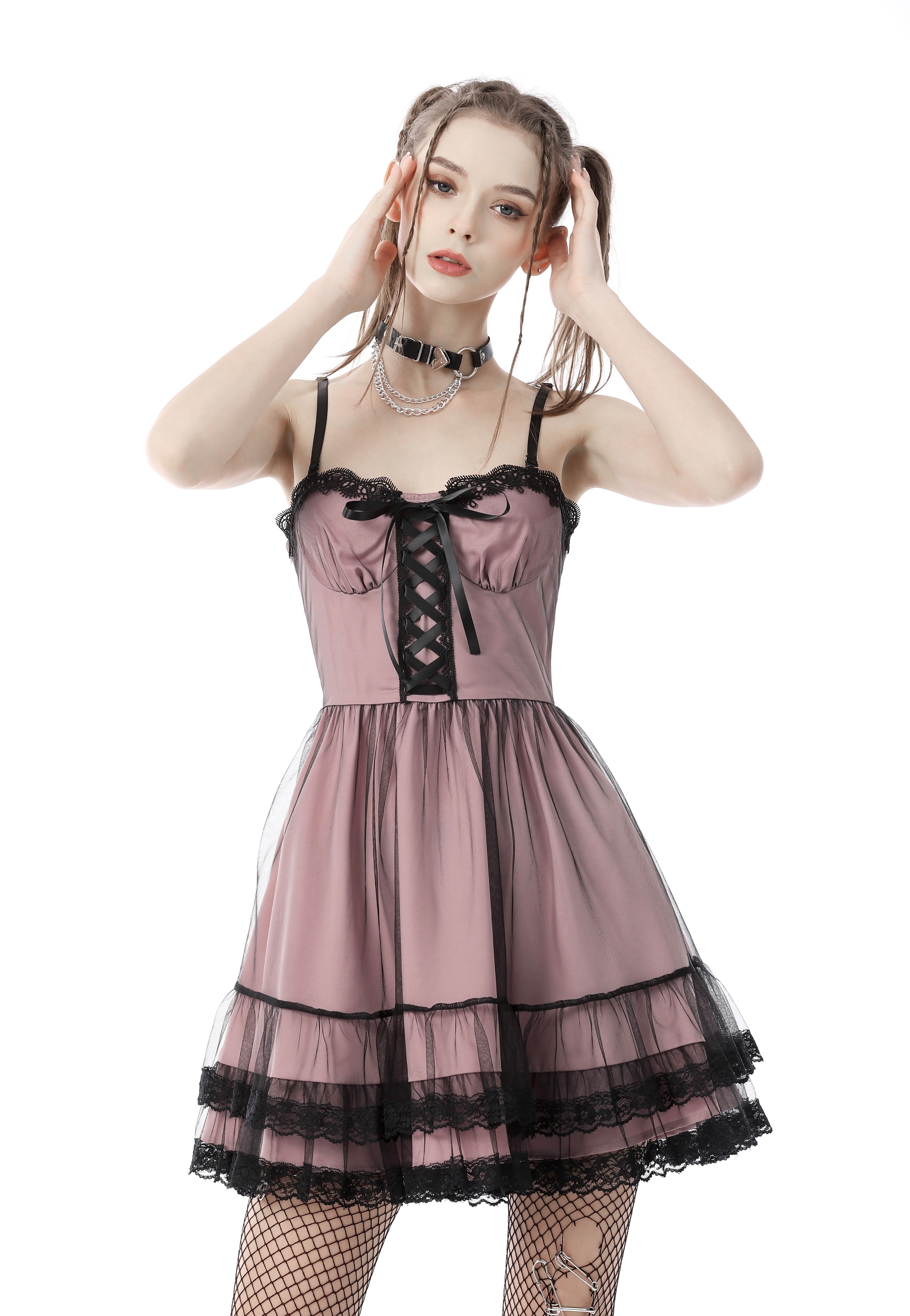 Dark In Love - Cool Mesh Pink - Dress | Women-Image