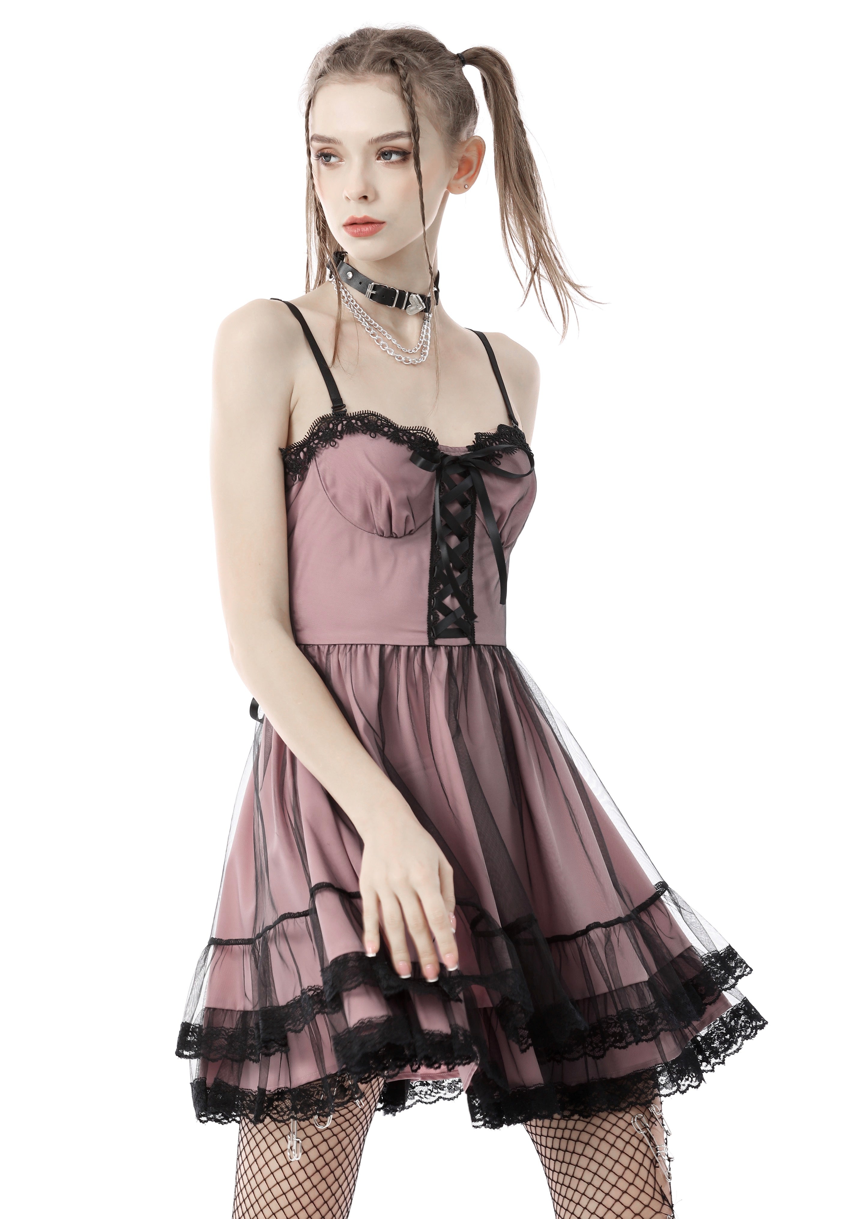 Dark In Love - Cool Mesh Pink - Dress | Women-Image