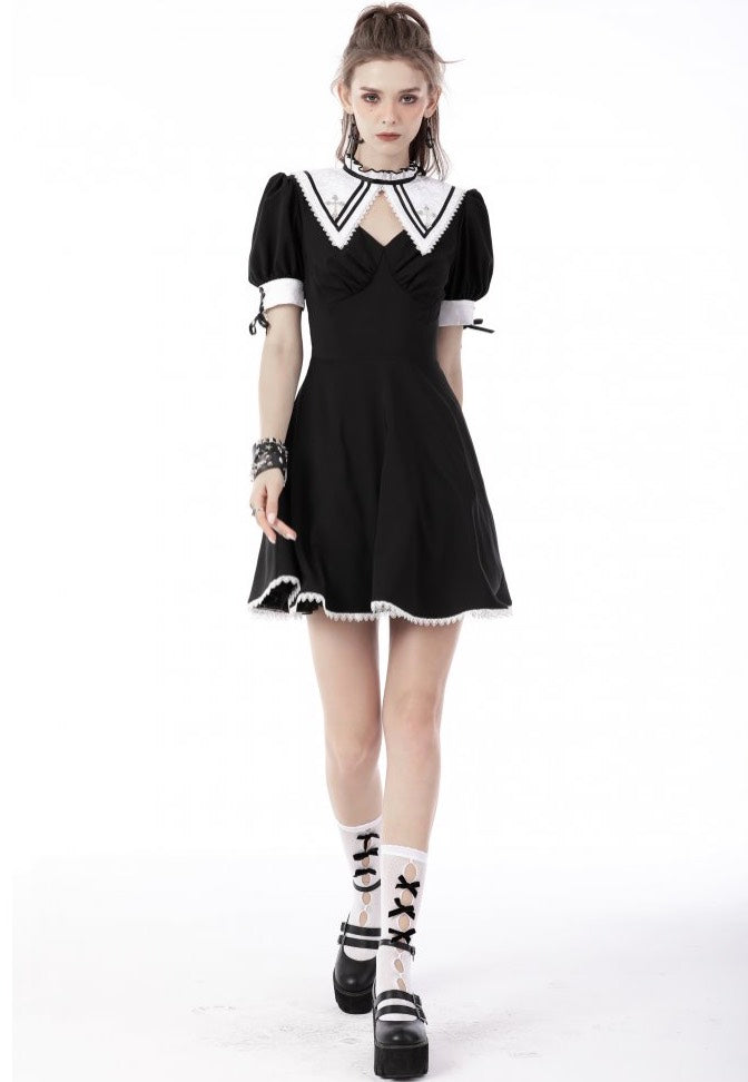 Dark In Love - Magic Princess Cross White Neckline Black - Dress | Women-Image