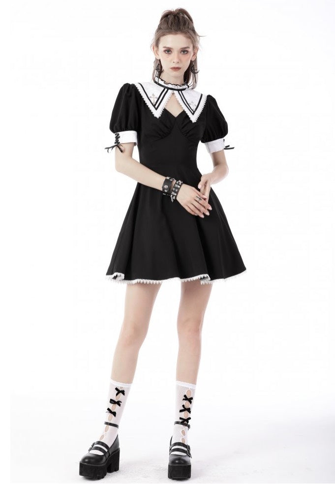 Dark In Love - Magic Princess Cross White Neckline Black - Dress | Women-Image