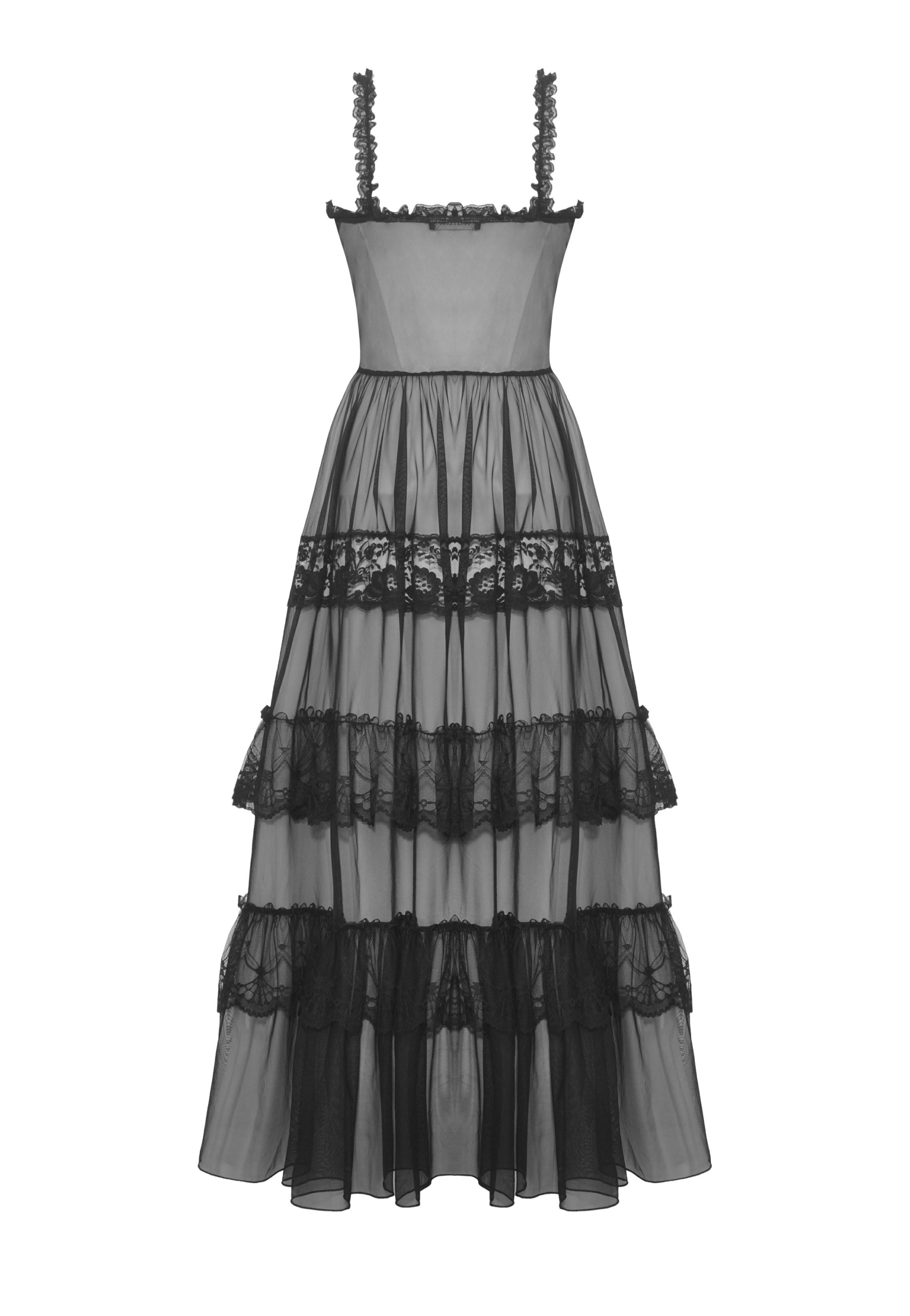 Dark In Love - Gothic Sexy Transparent Hearted Layer Lace Mesh Black - Dress | Women-Image