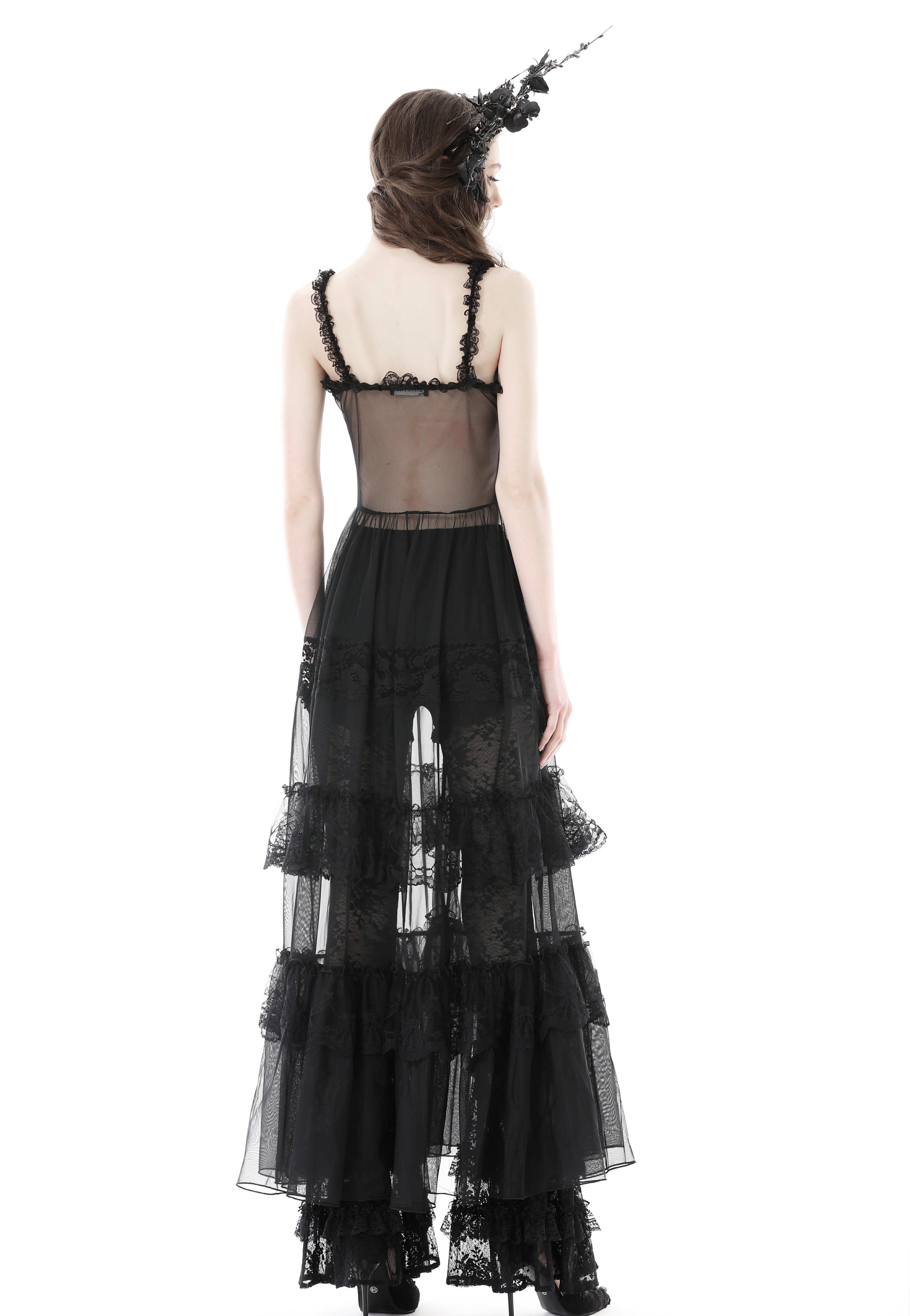 Dark In Love - Gothic Sexy Transparent Hearted Layer Lace Mesh Black - Dress | Women-Image