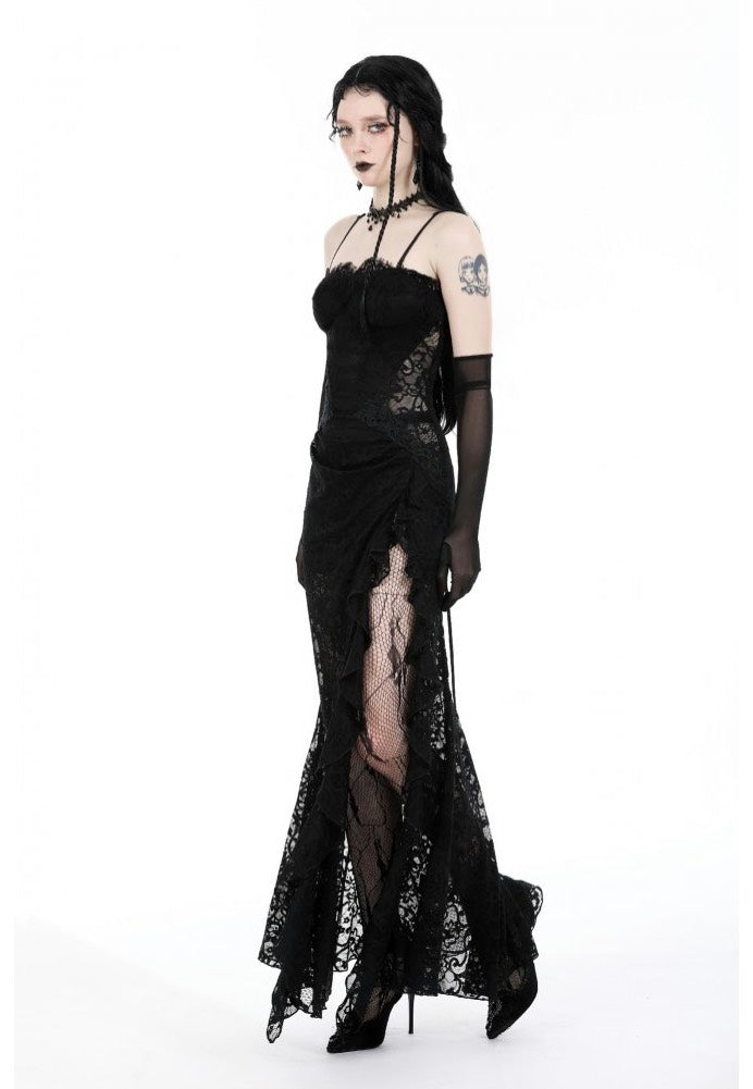 Dark In Love - Gothic Lace See-Through Sexy Waint Lace Maxi Strap - Dress | Women-Image