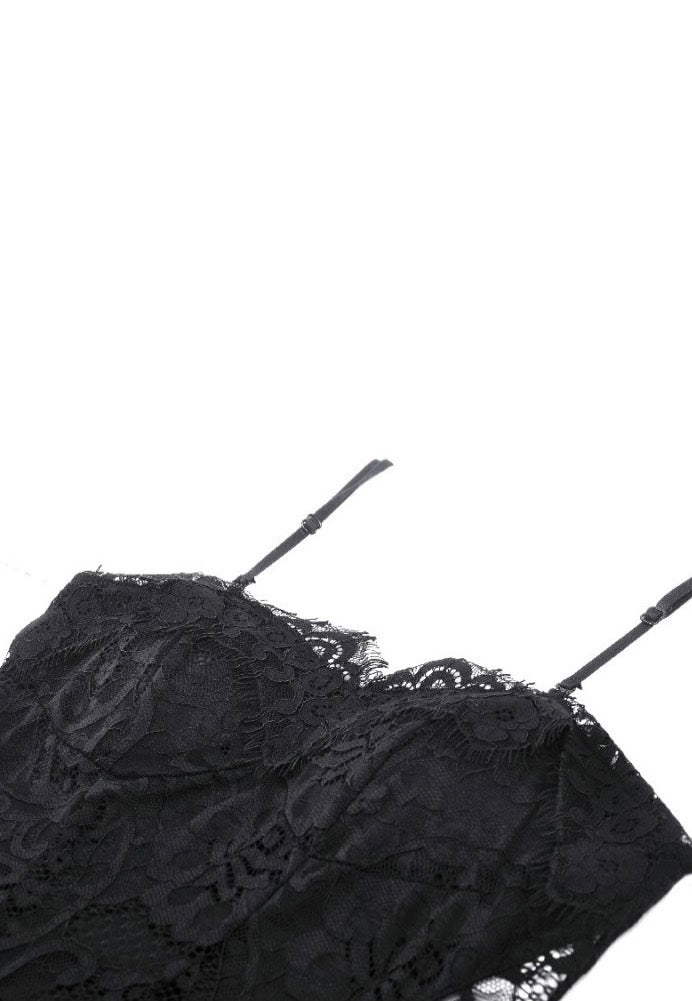 Dark In Love - Gothic Lace See-Through Sexy Waint Lace Maxi Strap - Dress | Women-Image