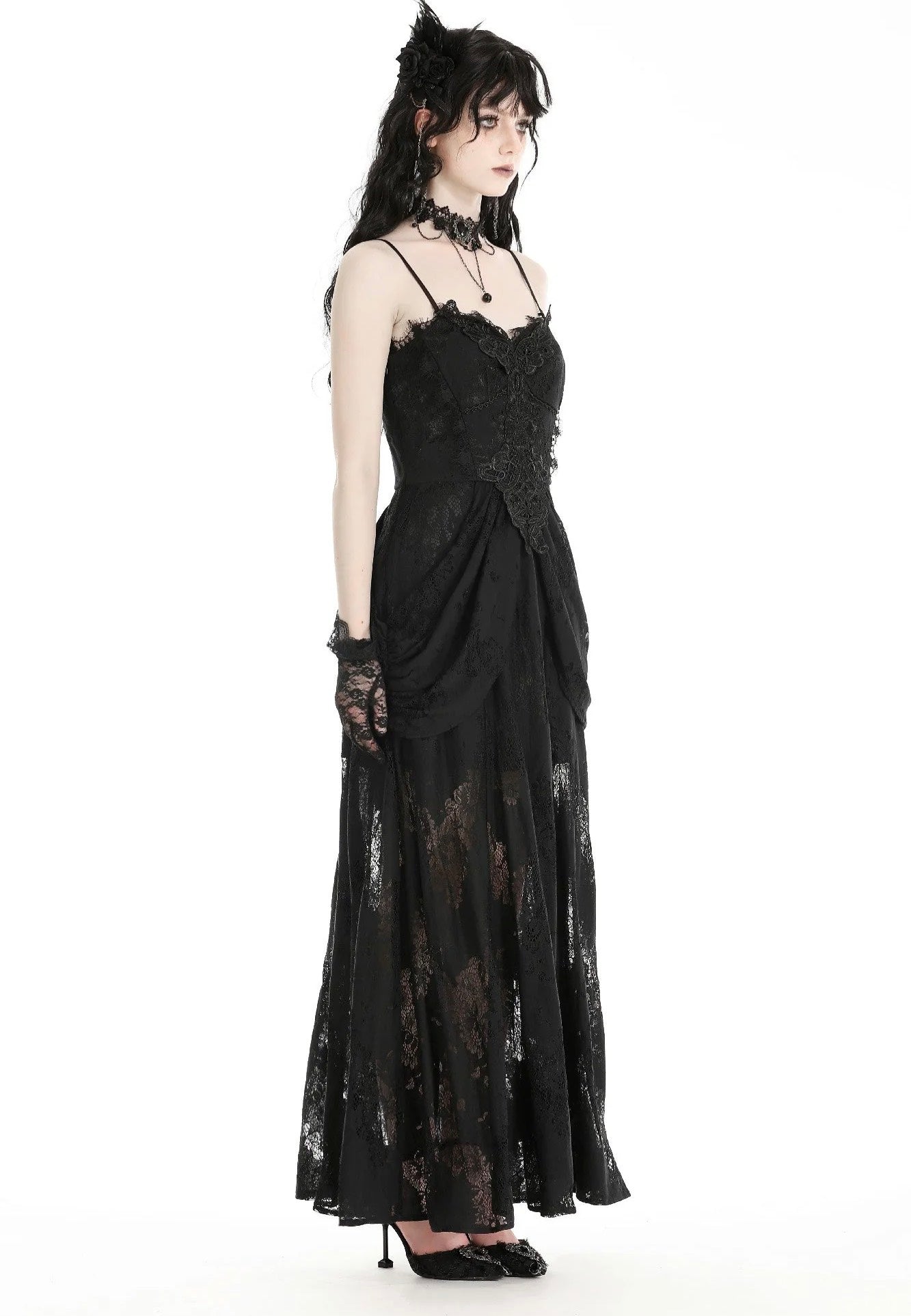 Dark In Love - Gothic Elegant Lace Black - Dress | Women-Image