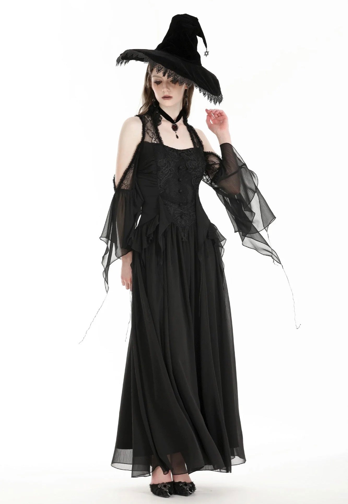 Dark In Love - Halloween Witch Off Shoulder Black - Dress | Women-Image