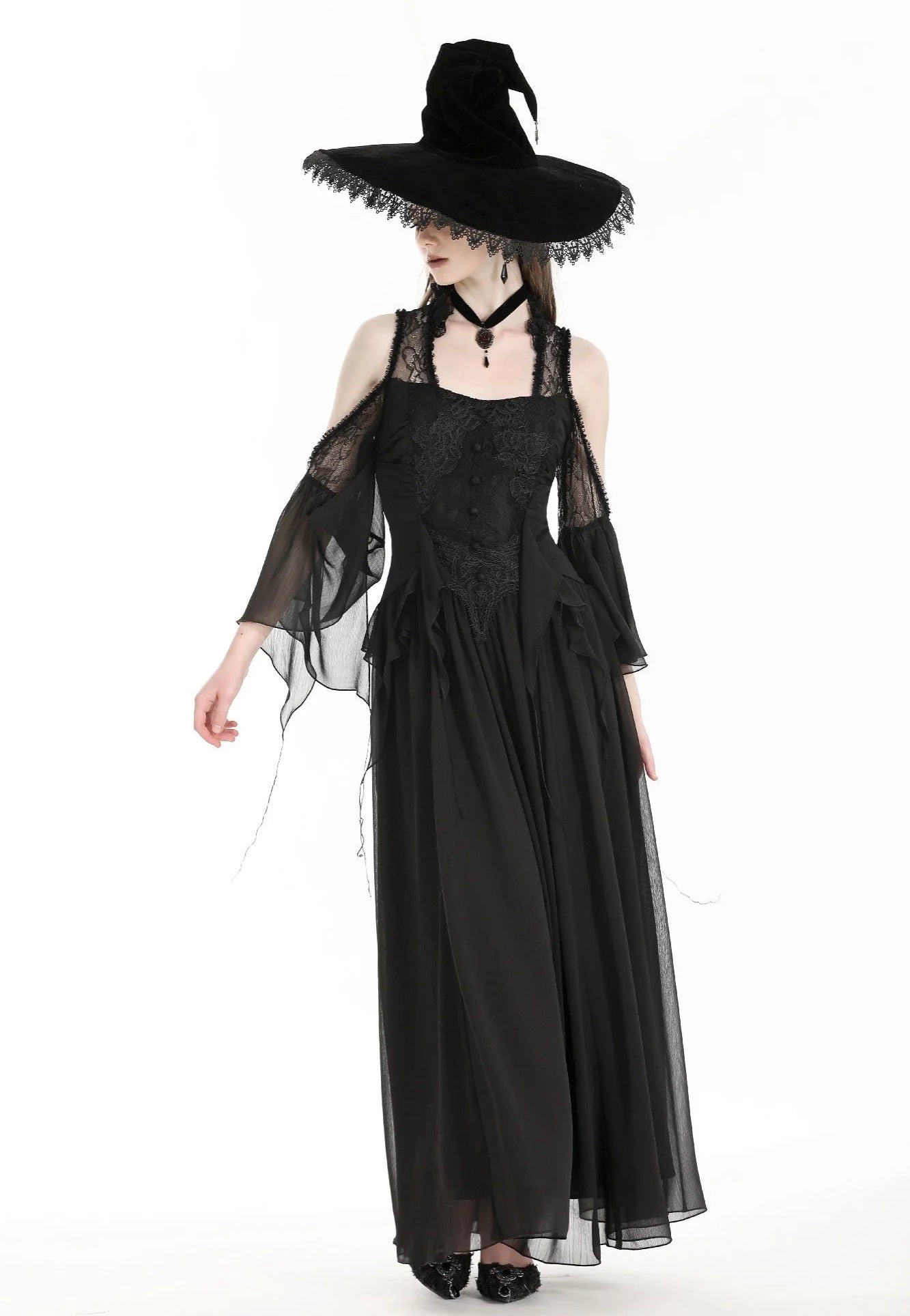 Dark In Love - Halloween Witch Off Shoulder Black - Dress | Women-Image