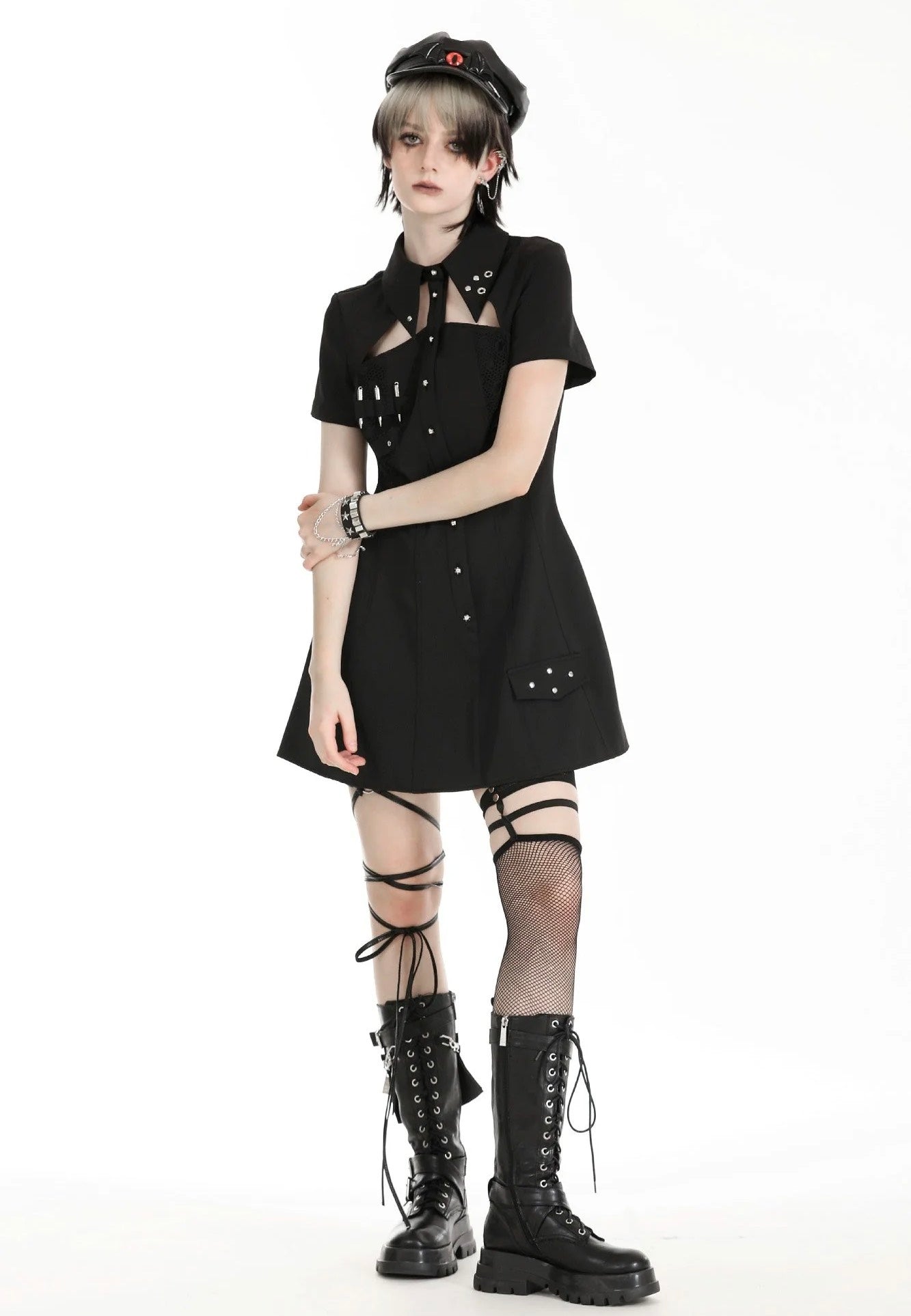 Dark In Love - Military Gothic Black - Dress | Women-Image