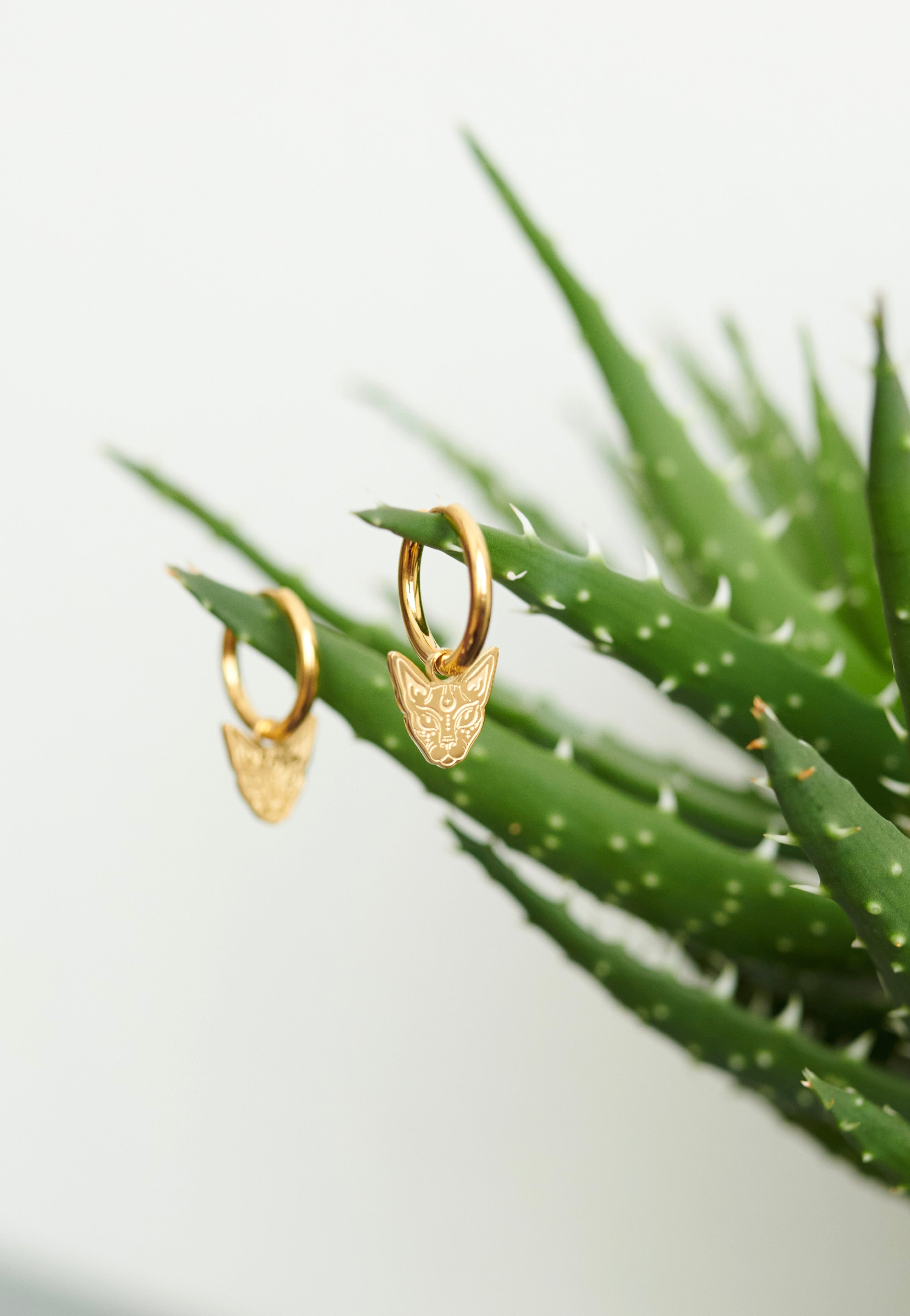 Wildcat - Little Sphynx Gold Hoops - Earrings