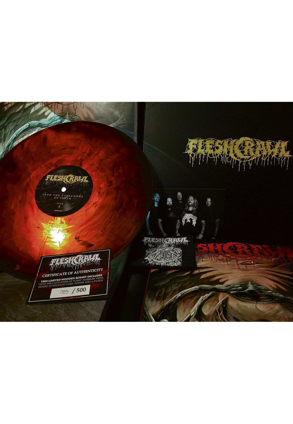 Fleshcrawl - Into The Catacombs Of Flesh Wooden Box Set Red/Black - Colored Vinyl Boxset | Neutral-Image