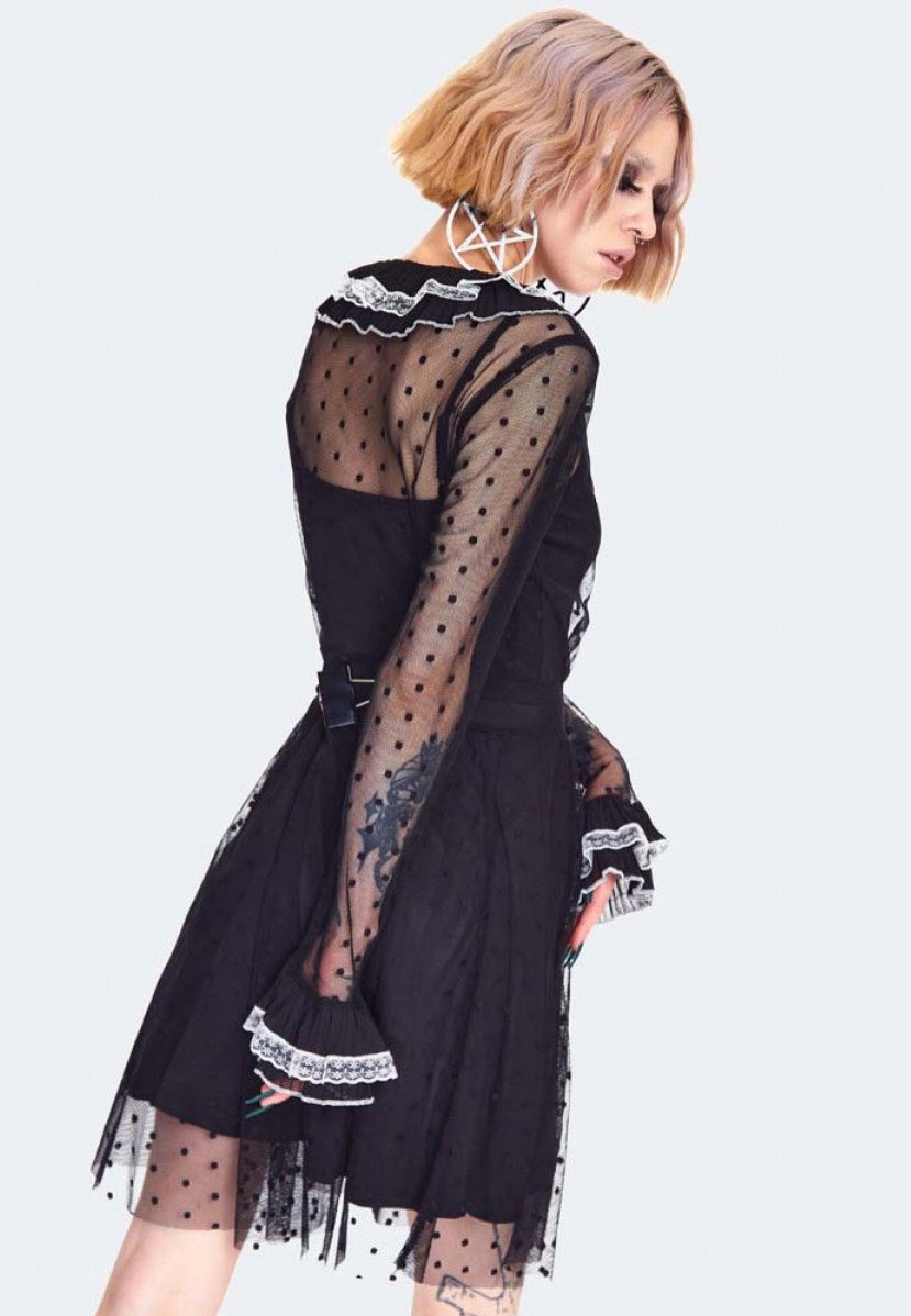 Jawbreaker - Frilled Collar Mesh Witch Black - Dress | Women-Image