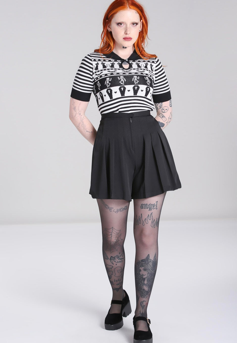 Hellbunny - Dance Macabre Black/White - Top | Women-Image