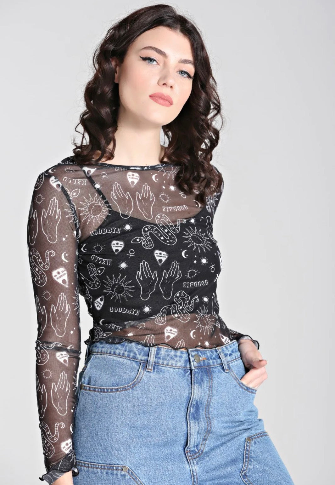 Hellbunny - Hello Goodbye Mesh Black - Longsleeve | Women-Image