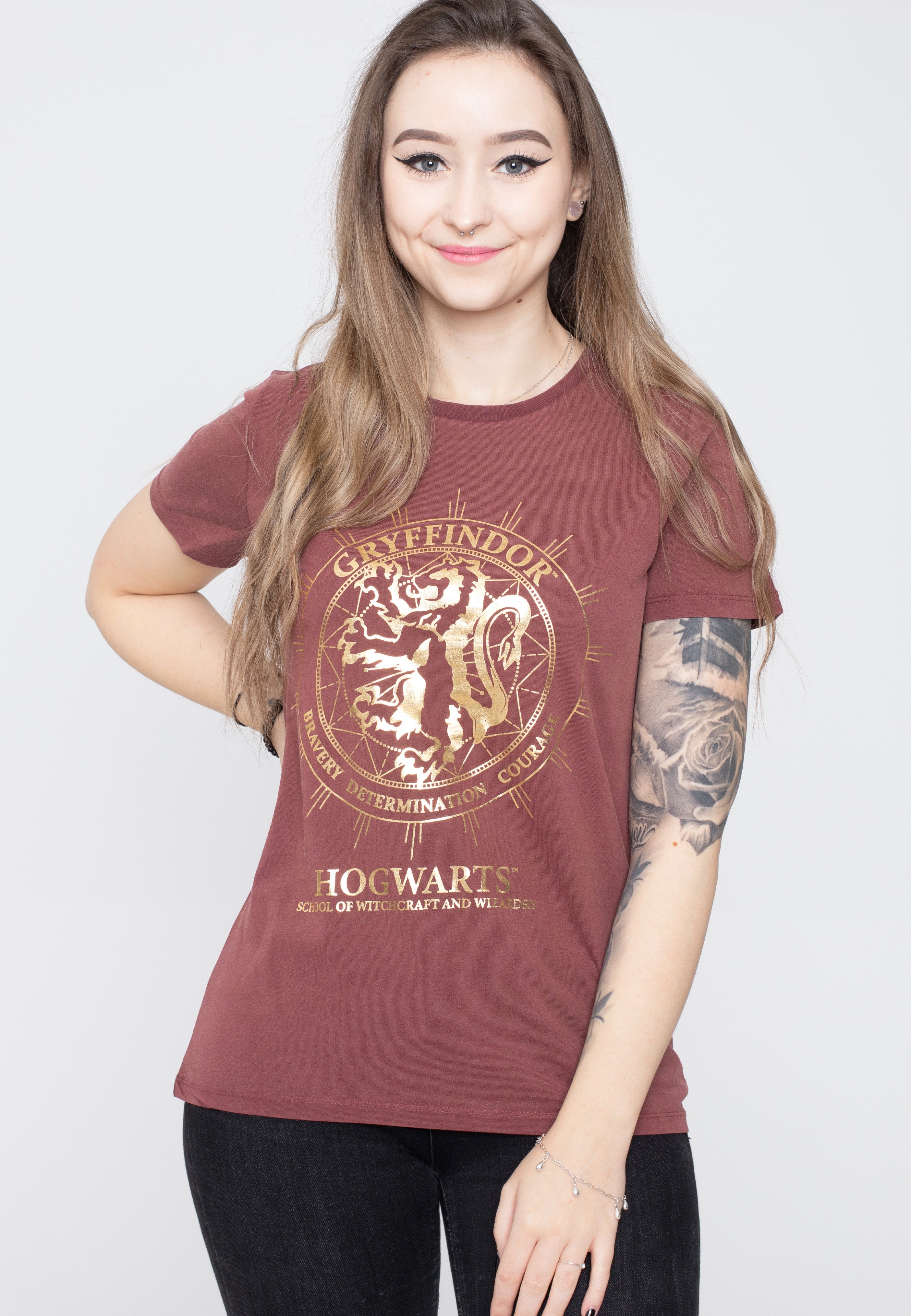 Harry Potter - Gryffindor Wine Red Acid Wash - Girly | Women-Image