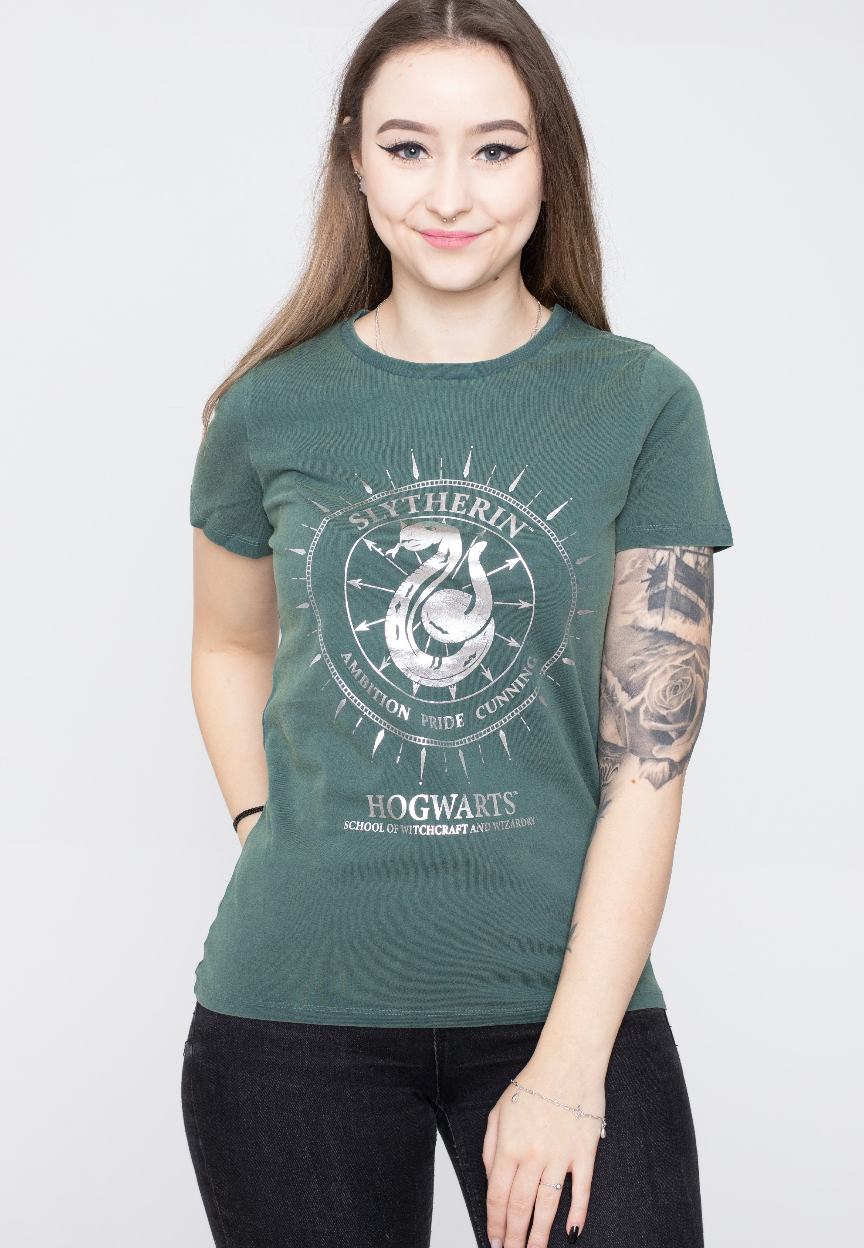 Harry Potter - Slytherin Green Acid Wash - Girly | Women-Image