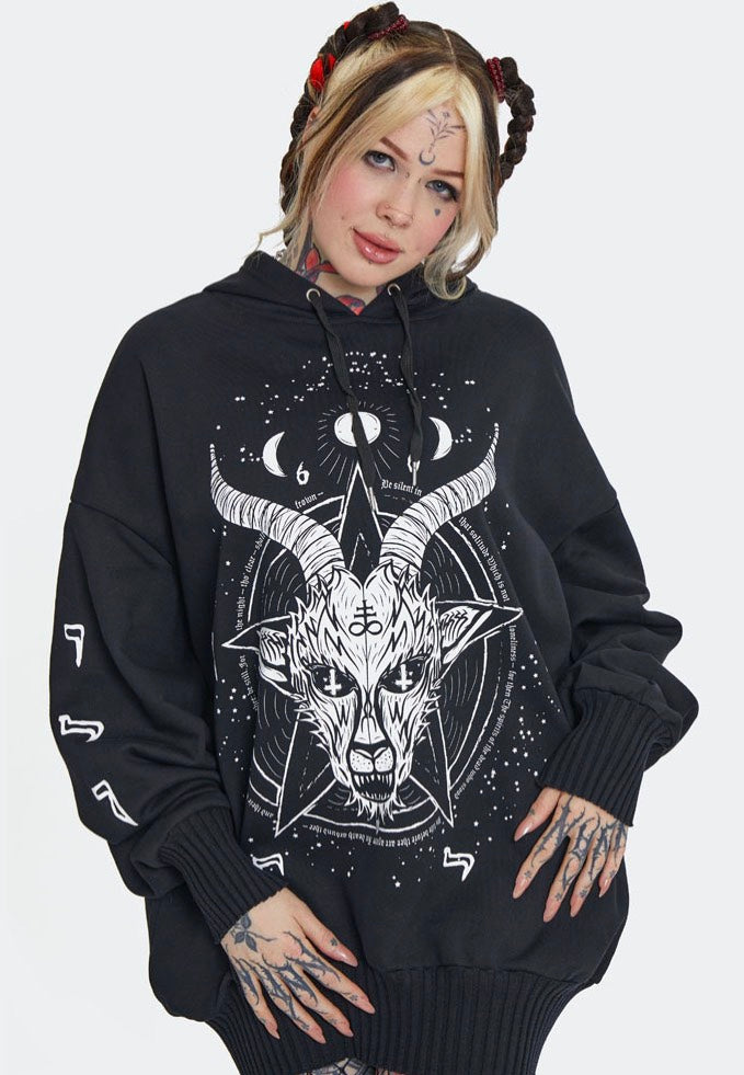 Jawbreaker - Baphomet Printed Oversized Black - Hoodie | Women-Image