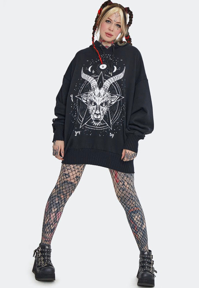 Jawbreaker - Baphomet Printed Oversized Black - Hoodie | Women-Image